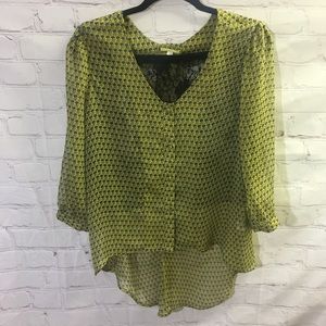 Gianni Bini Hi Low Lace Panel T-Back Blouse Size Medium